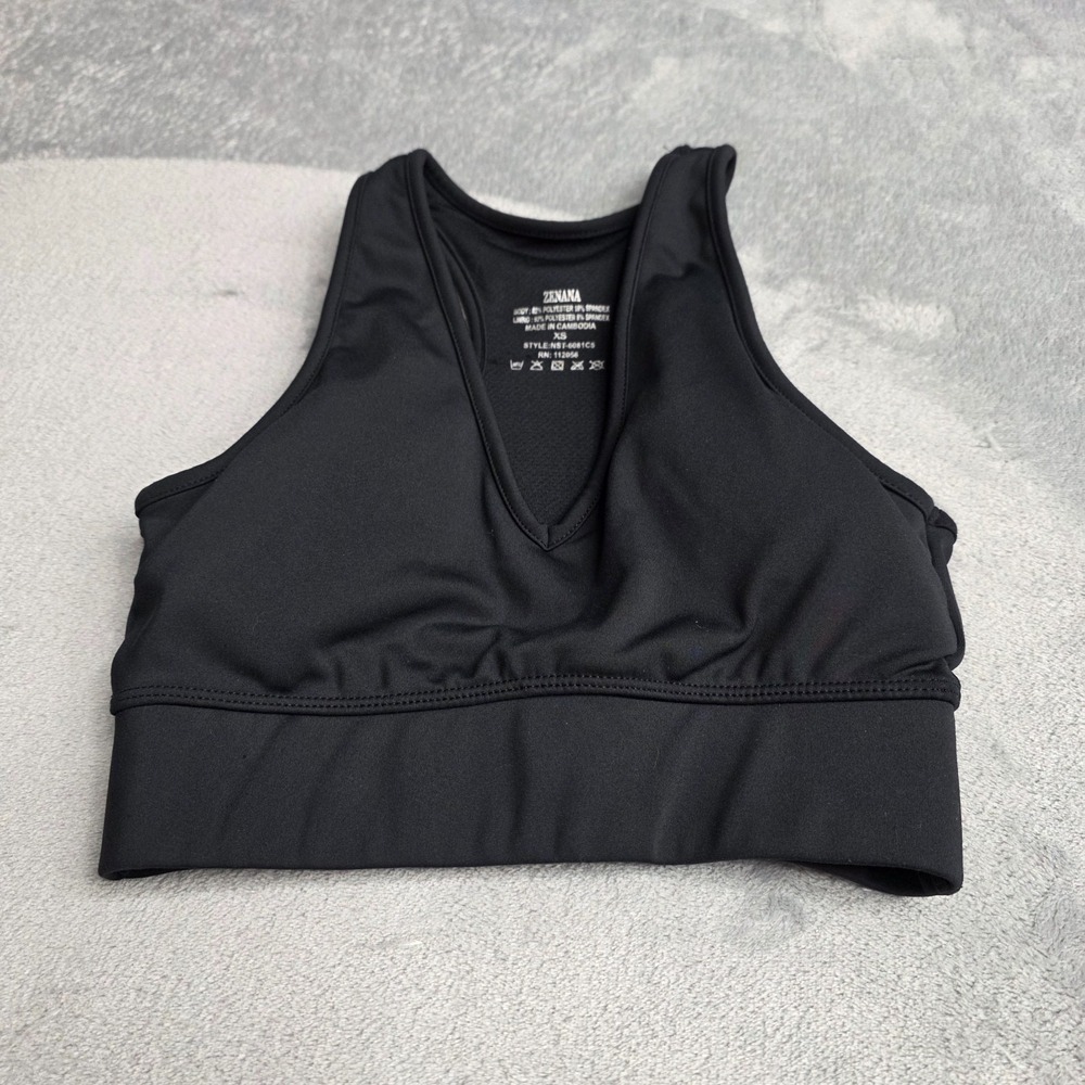 NWOT Womens Black Zenana Sports Bra with Removable Padding Sz XS
